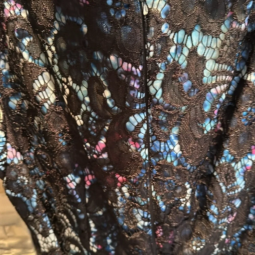 Alex Evenings Black Floral Lace‎ Sheath Dress 16W Mother of the Bride Guest